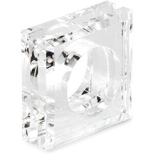 Acrylic Set of 4 Square Beveled Napkin Rings (clear) for table settings, decor